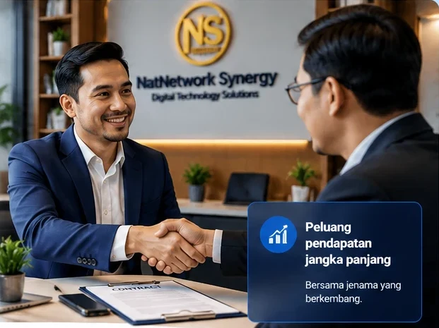 Partner NatNetwork Synergy berjabat tangan selepas menandatangani perjanjian